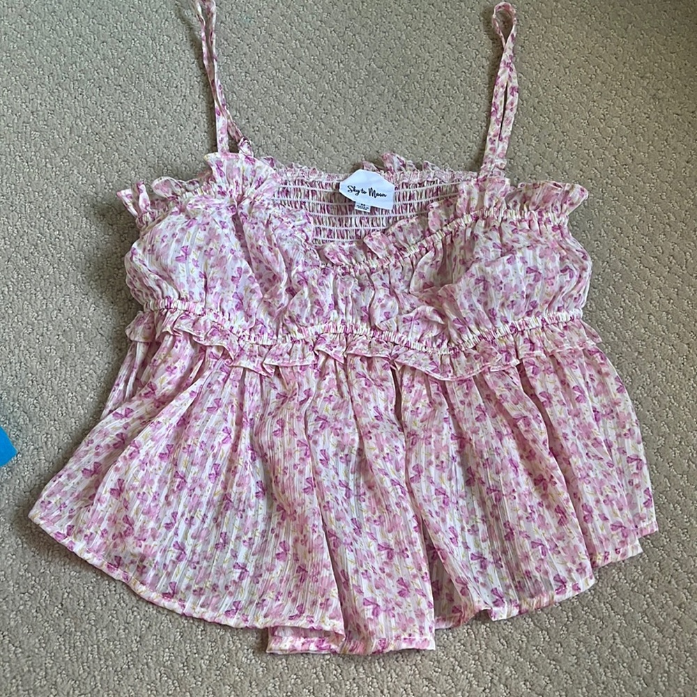 Pink Floral Dainty Tank Top